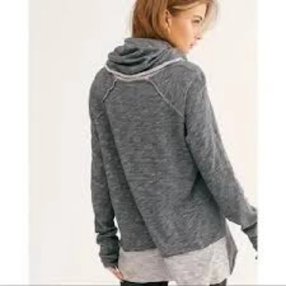 FP Beach by Free People Oversized Charcoal Cocoon Cowl Neck Pullover – Sz M